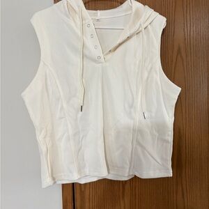 Amazon Cream Sleeveless Polo Crop Top